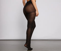 High Waist Rhinestone Opaque Tights - Lady Occasions