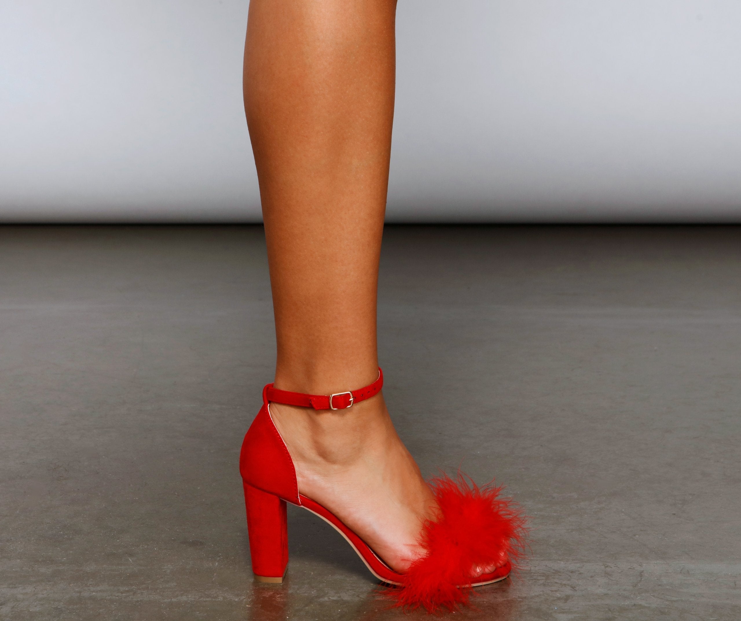 Glam It Up Marabou Block Heels - Lady Occasions