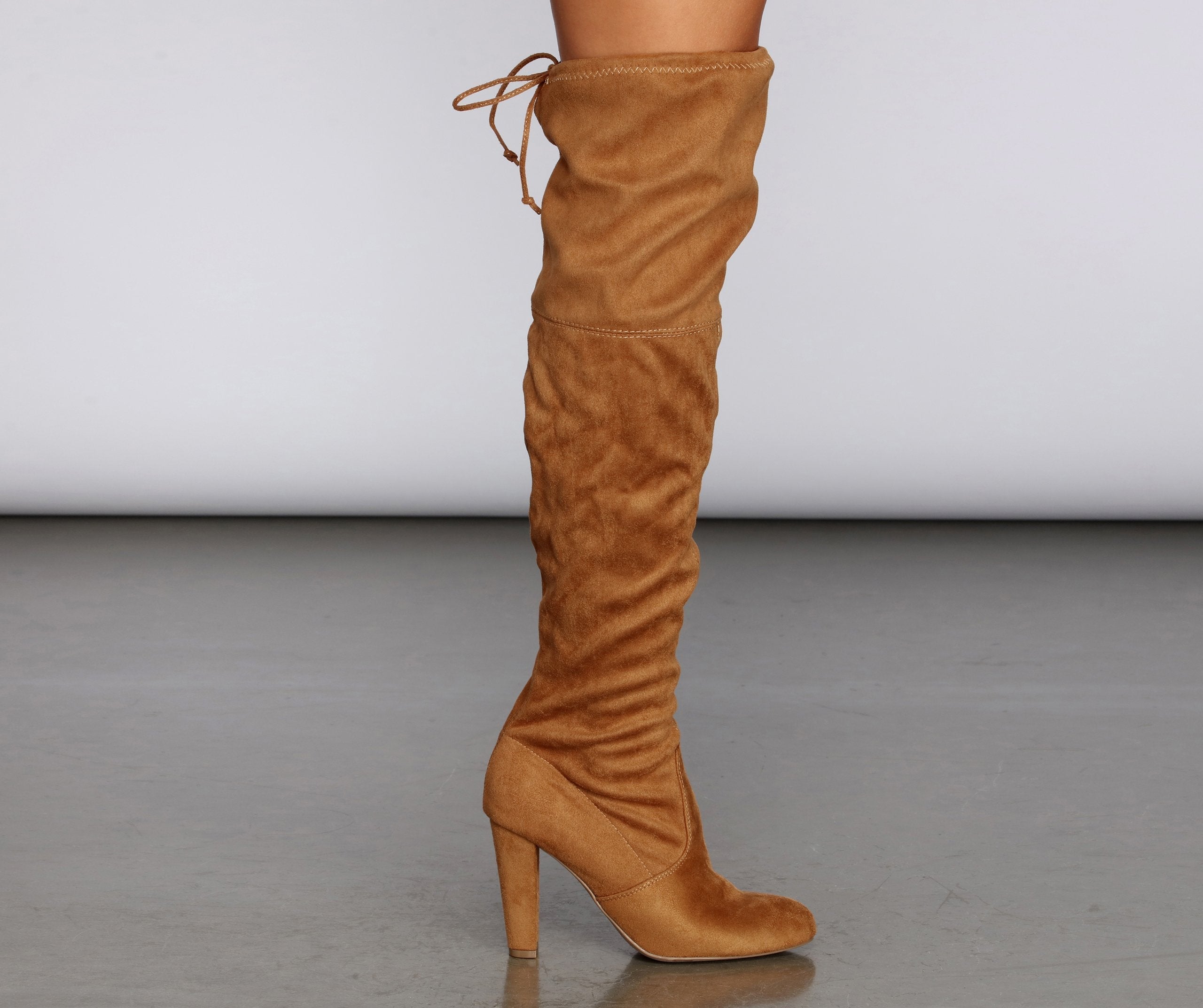 Over The Knee Block Heel Boots - Lady Occasions
