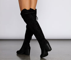 Over The Knee Lace Up Boots - Lady Occasions