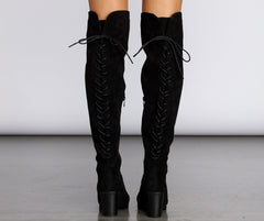 Over The Knee Lace Up Boots - Lady Occasions