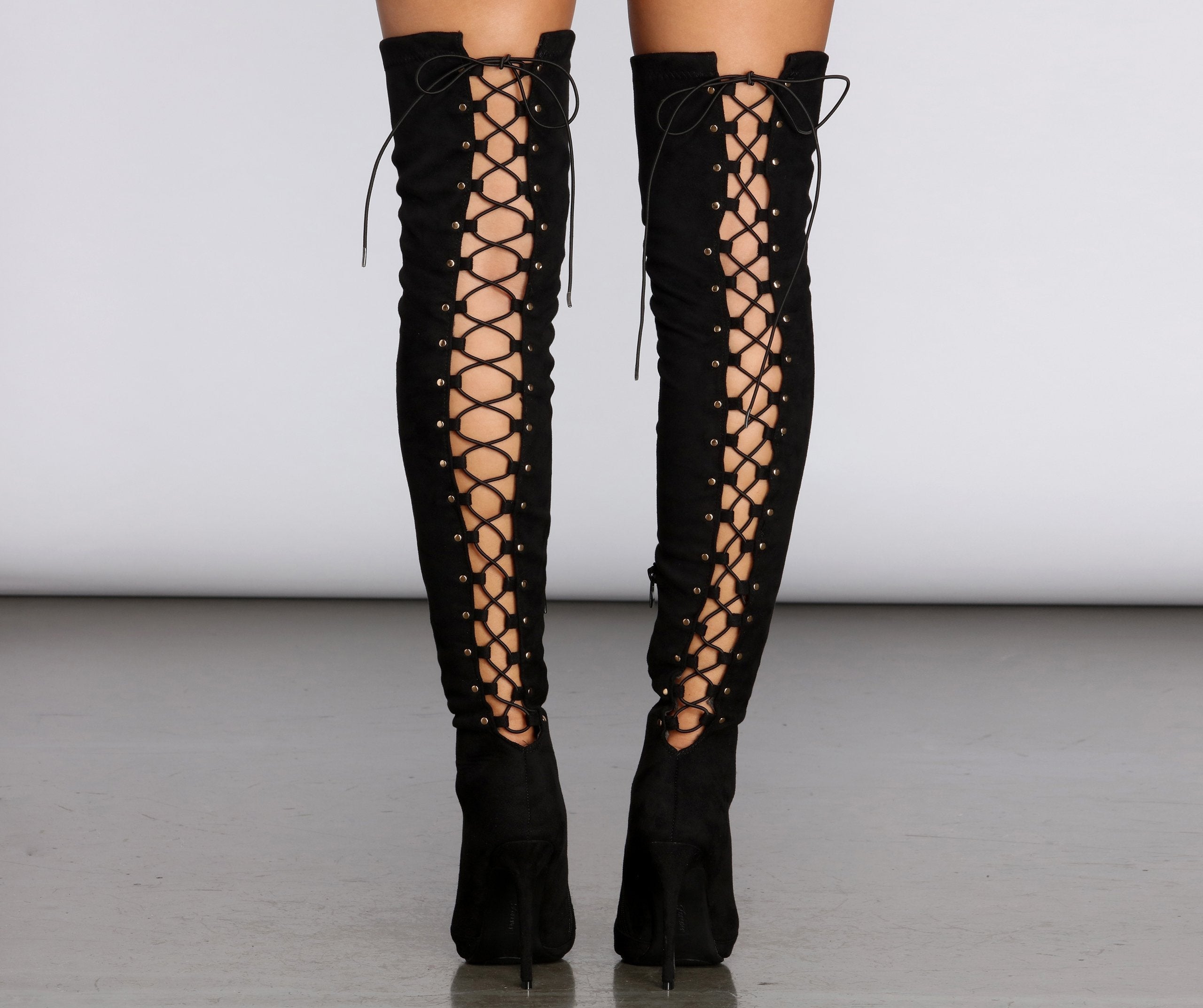 Lace Back Stiletto Boots - Lady Occasions