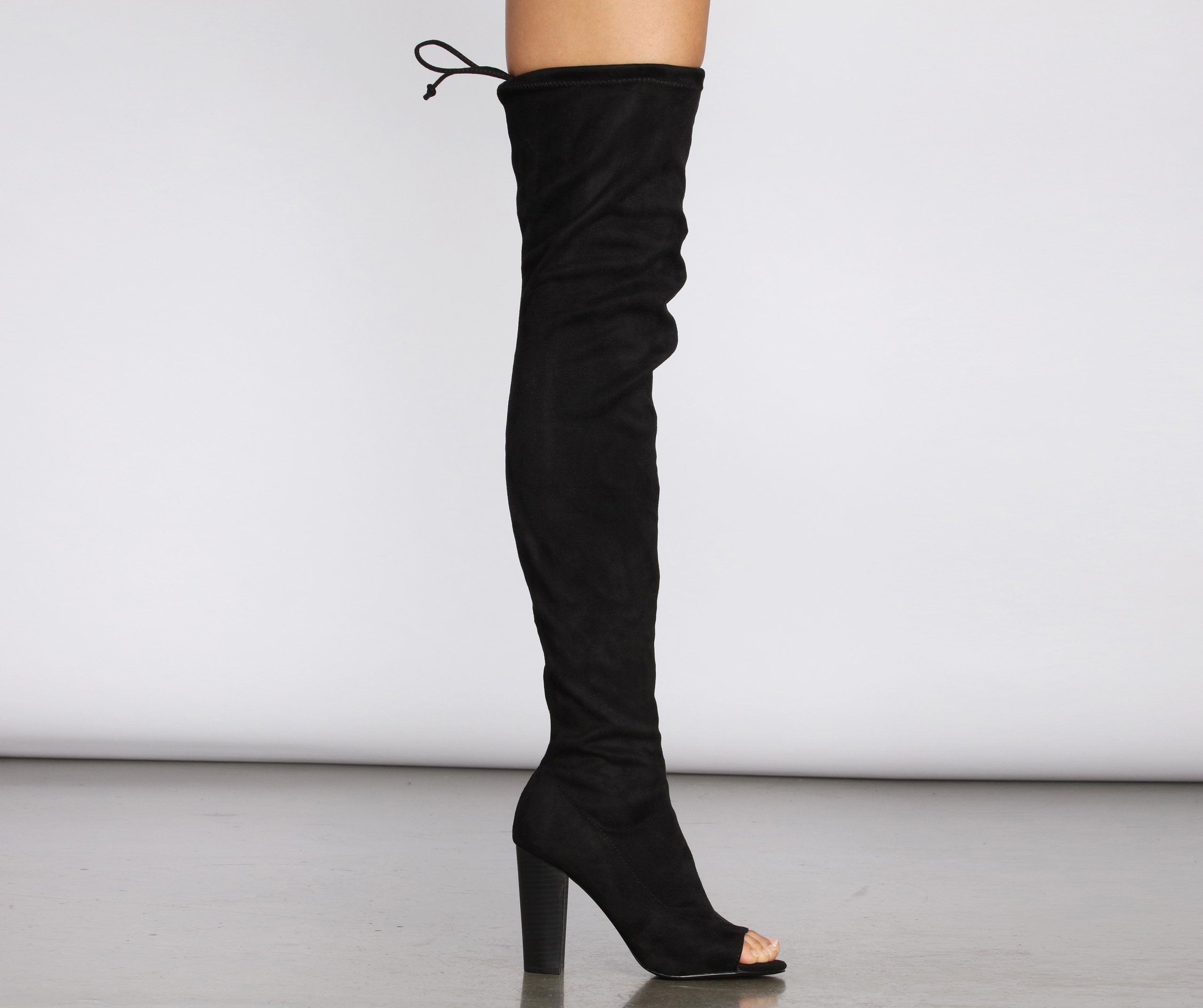 Must Be Love Peep Toe Thigh High Boots - Lady Occasions