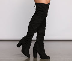 Over The Knee Faux Suede Block Heeled Boots - Lady Occasions