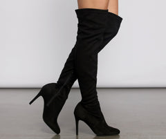 Essential Faux Suede Stiletto Thigh High Boots - Lady Occasions