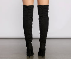 Essential Faux Suede Stiletto Thigh High Boots - Lady Occasions