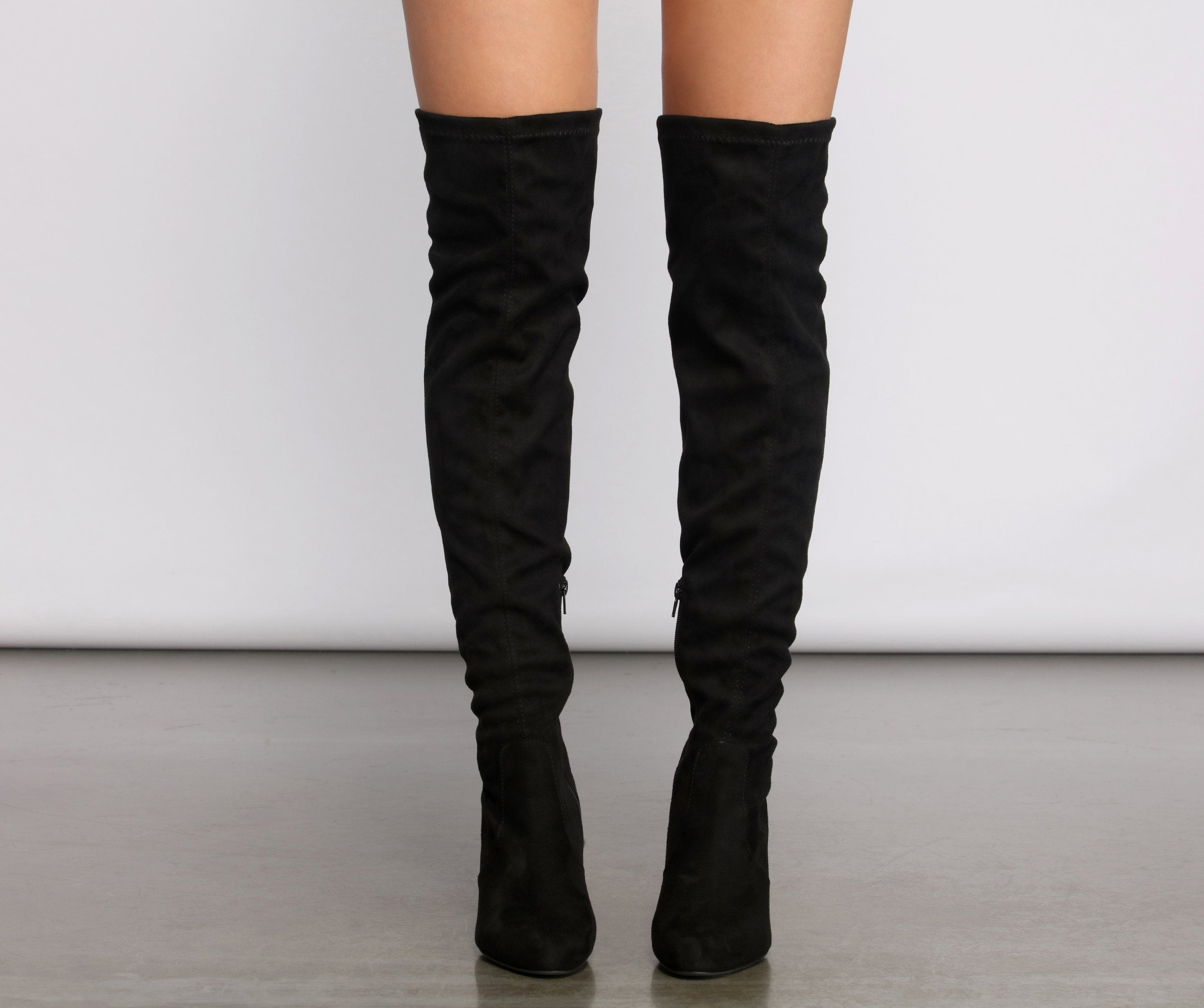 Essential Faux Suede Stiletto Thigh High Boots - Lady Occasions