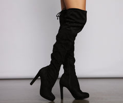 Thigh High Faux Suede Stiletto Boots - Lady Occasions