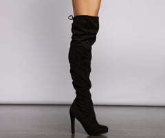 Thigh High Faux Suede Stiletto Boots - Lady Occasions