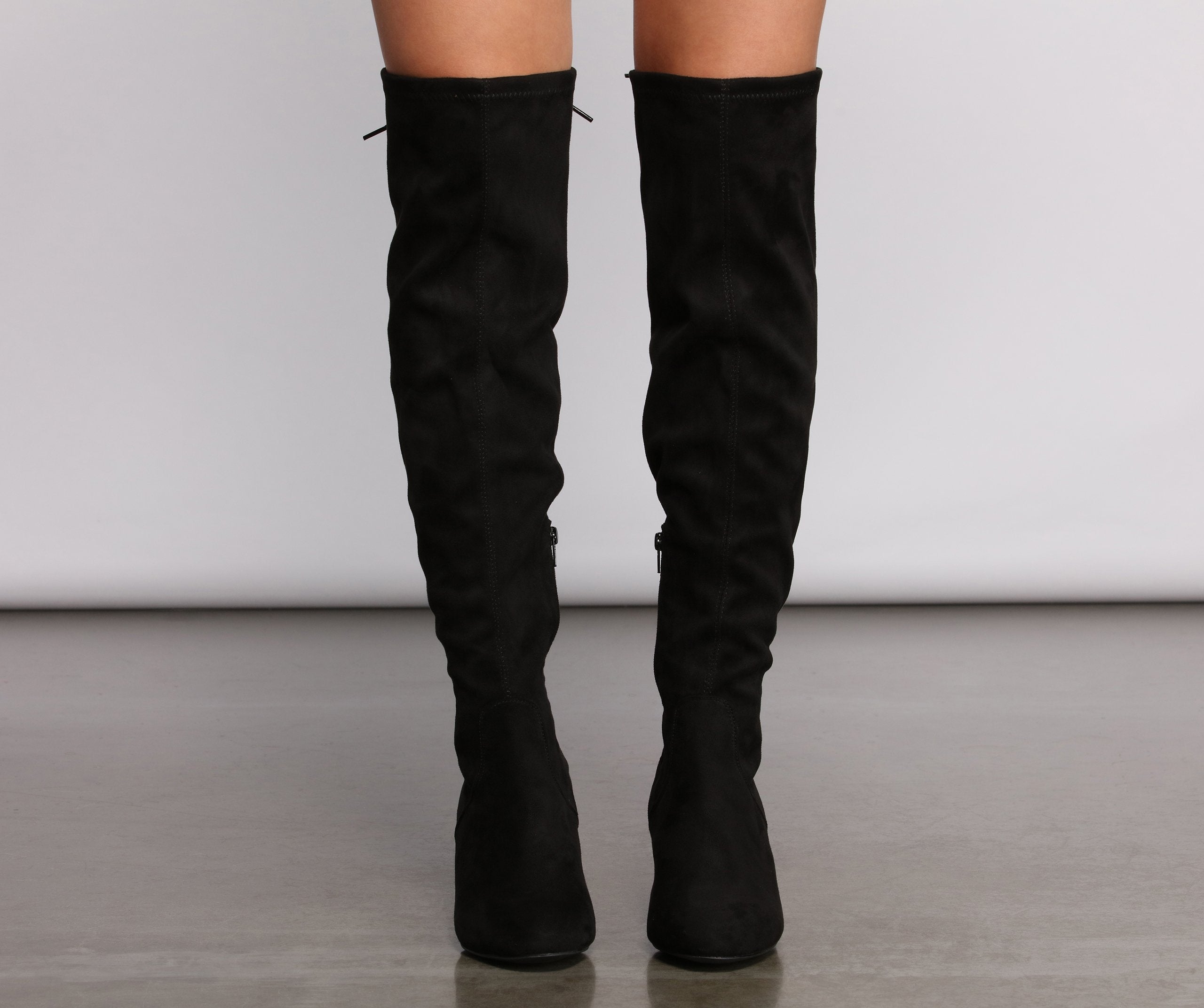 Over The Knee Tie Back Heeled Boots - Lady Occasions