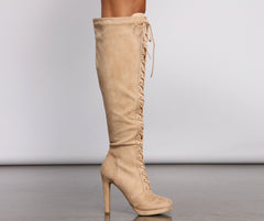 Faux Suede Over The Knee Stiletto Boots - Lady Occasions