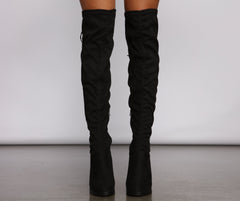 Over The Knee Stacked Block Heeled Boots - Lady Occasions