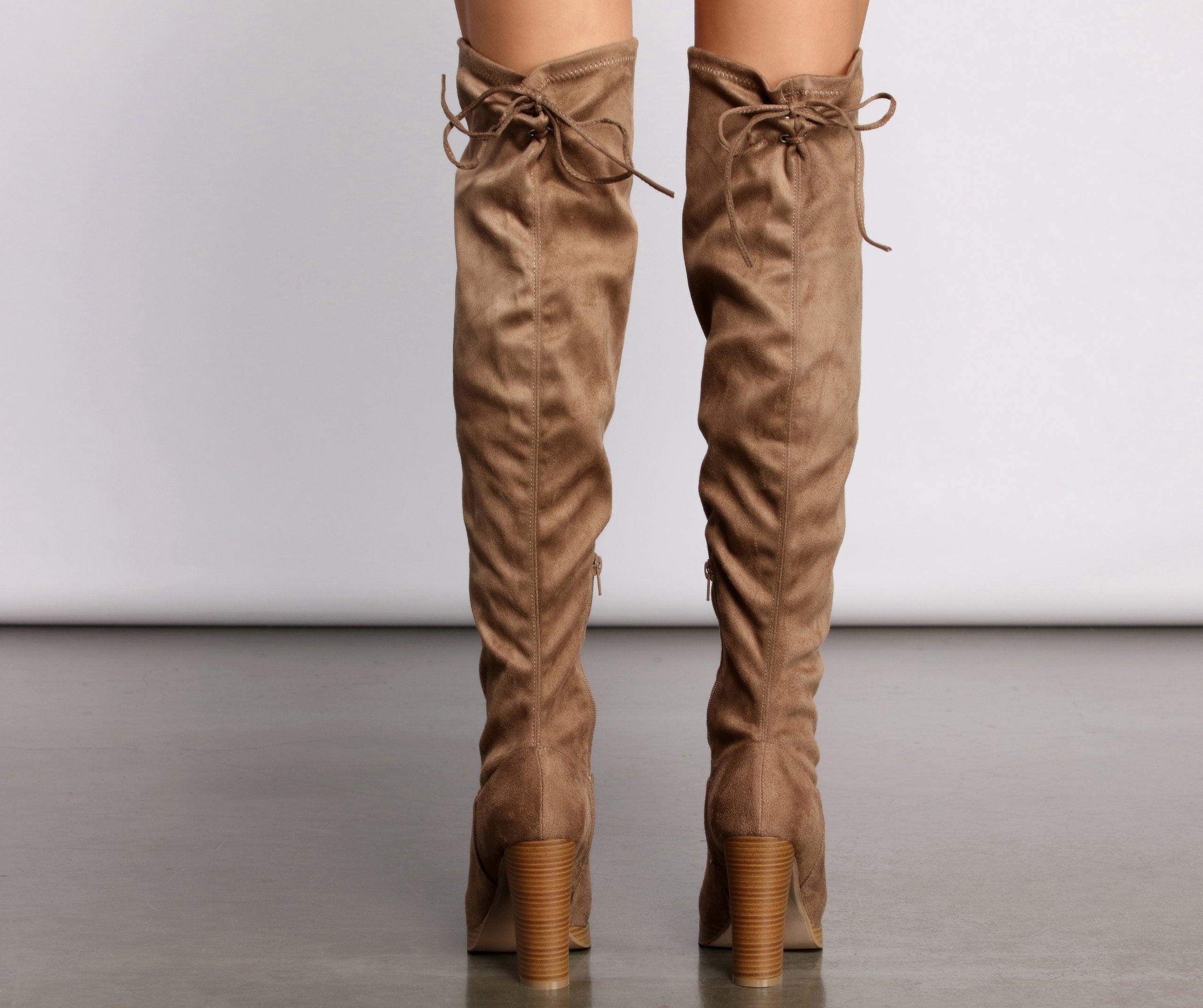 Over The Knee Stacked Block Heeled Boots - Lady Occasions