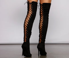 Lace Back Stiletto Boots - Lady Occasions