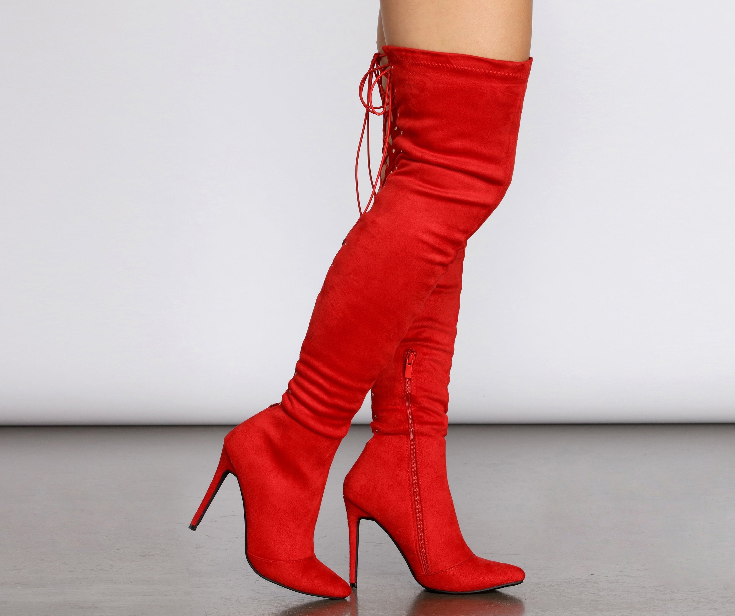 Lace Up Glamour Stiletto Boots - Lady Occasions