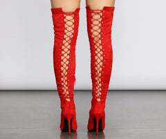 Lace Up Glamour Stiletto Boots - Lady Occasions