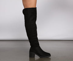 Faux Suede Over The Knee Lug Sole Boots - Lady Occasions