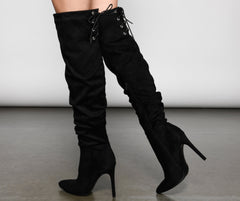 Run This Town Lace-Up Scrunched Boots - Lady Occasions