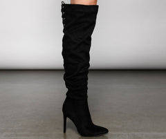 Run This Town Lace-Up Scrunched Boots - Lady Occasions