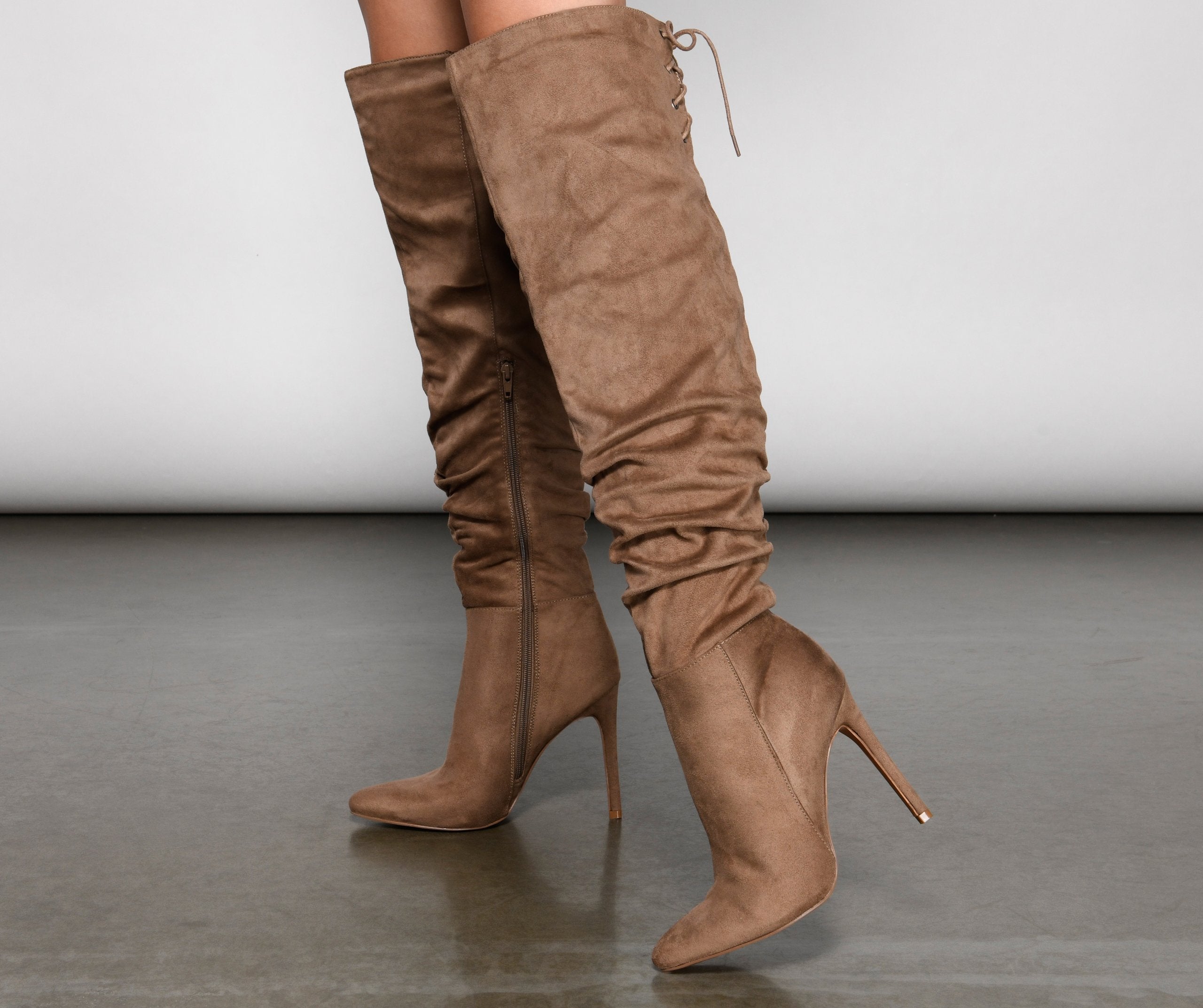 Run This Town Lace-Up Scrunched Boots - Lady Occasions