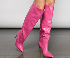 Stylish Gater Knee-High Stiletto Boots - Lady Occasions