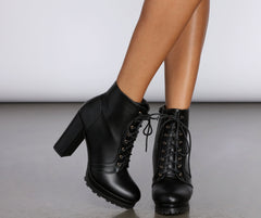 Platform Faux Leather Booties - Lady Occasions