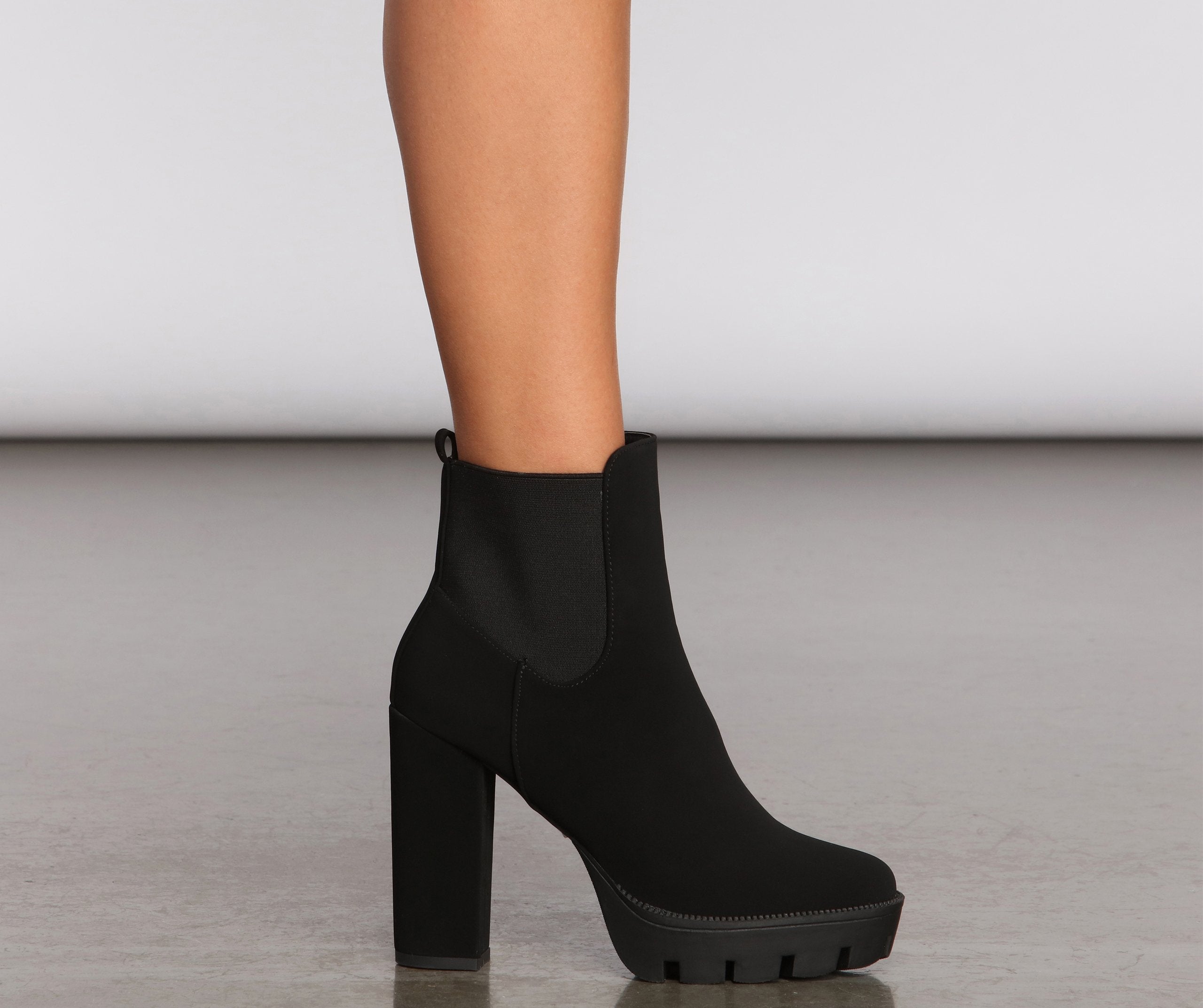 Walk In The Park Lug Heeled Booties - Lady Occasions