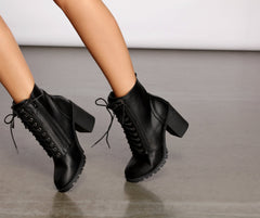 Trendy Moves Lace-Up Combat Booties - Lady Occasions