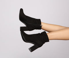 All About Ruched Faux Suede Ankle Booties - Lady Occasions