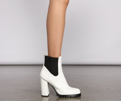 On the Edge Faux Leather Lug Booties - Lady Occasions