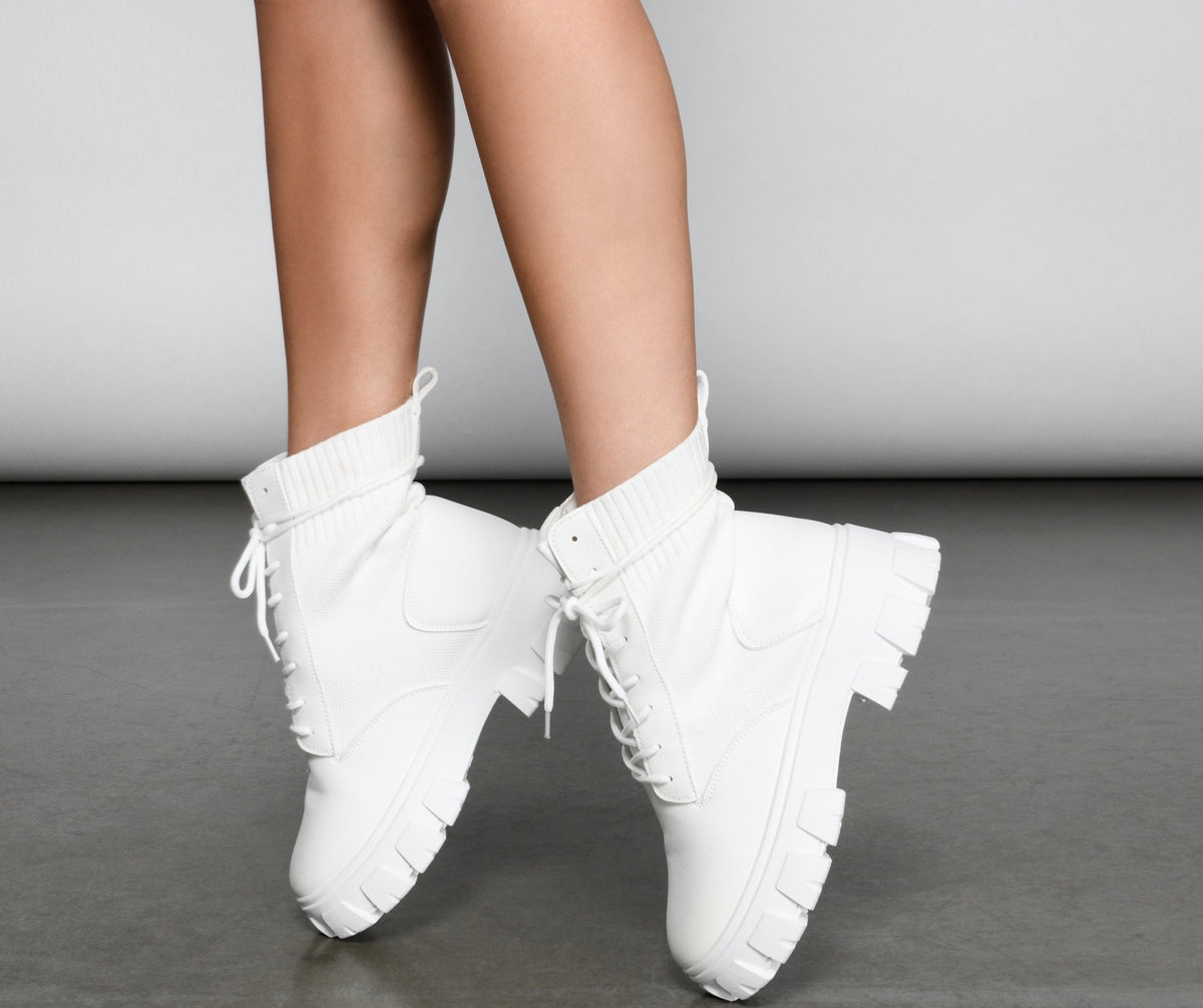 Trendy Vibes Lace-Up Sock Booties - Lady Occasions