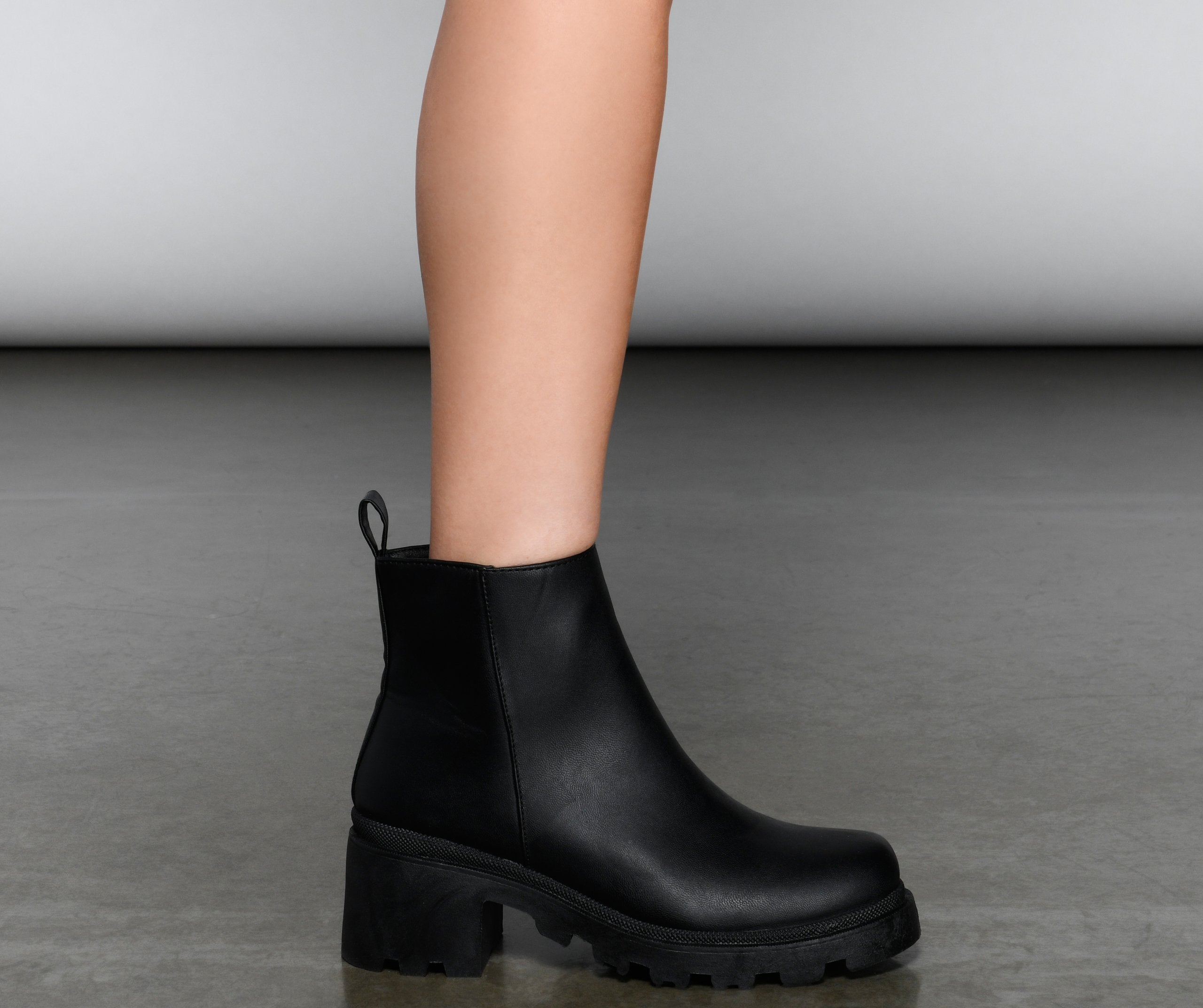 Edgy Glam Lug Sole Ankle Booties - Lady Occasions