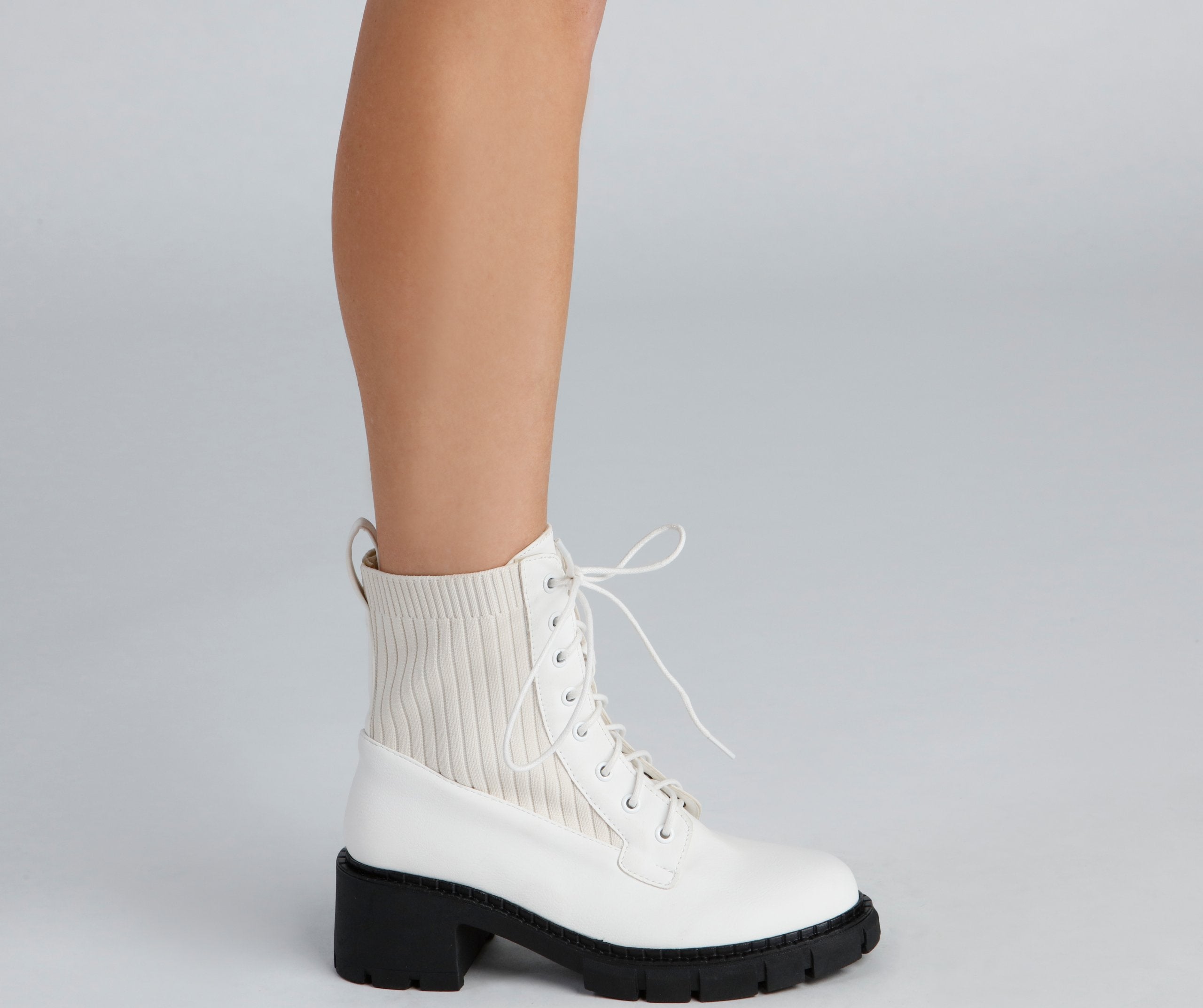 Trendy Status Knit Detail Boots - Lady Occasions