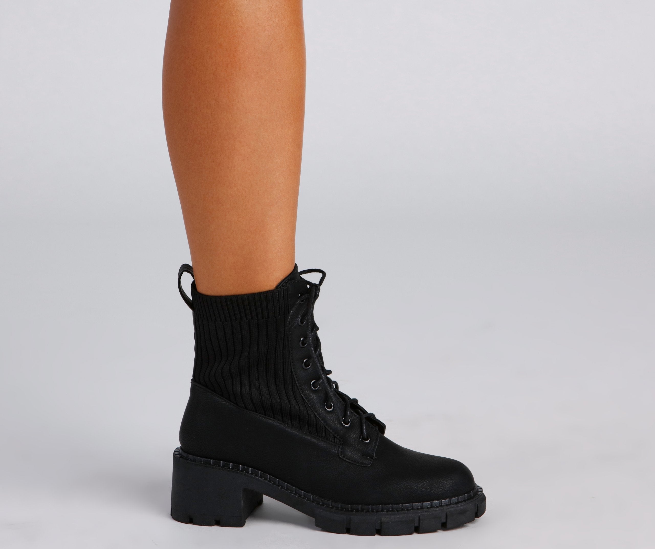 Trendy Status Knit Detail Boots - Lady Occasions