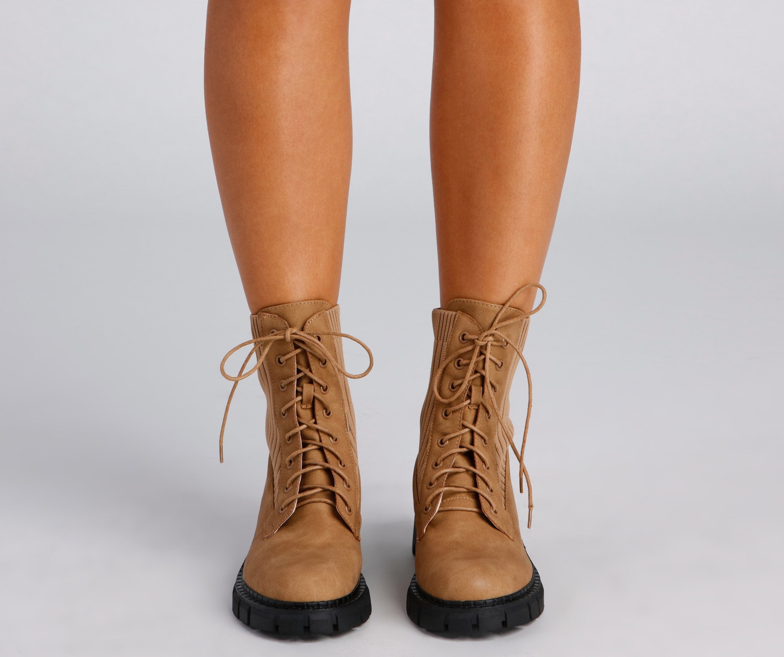 Trendy Status Knit Detail Boots - Lady Occasions