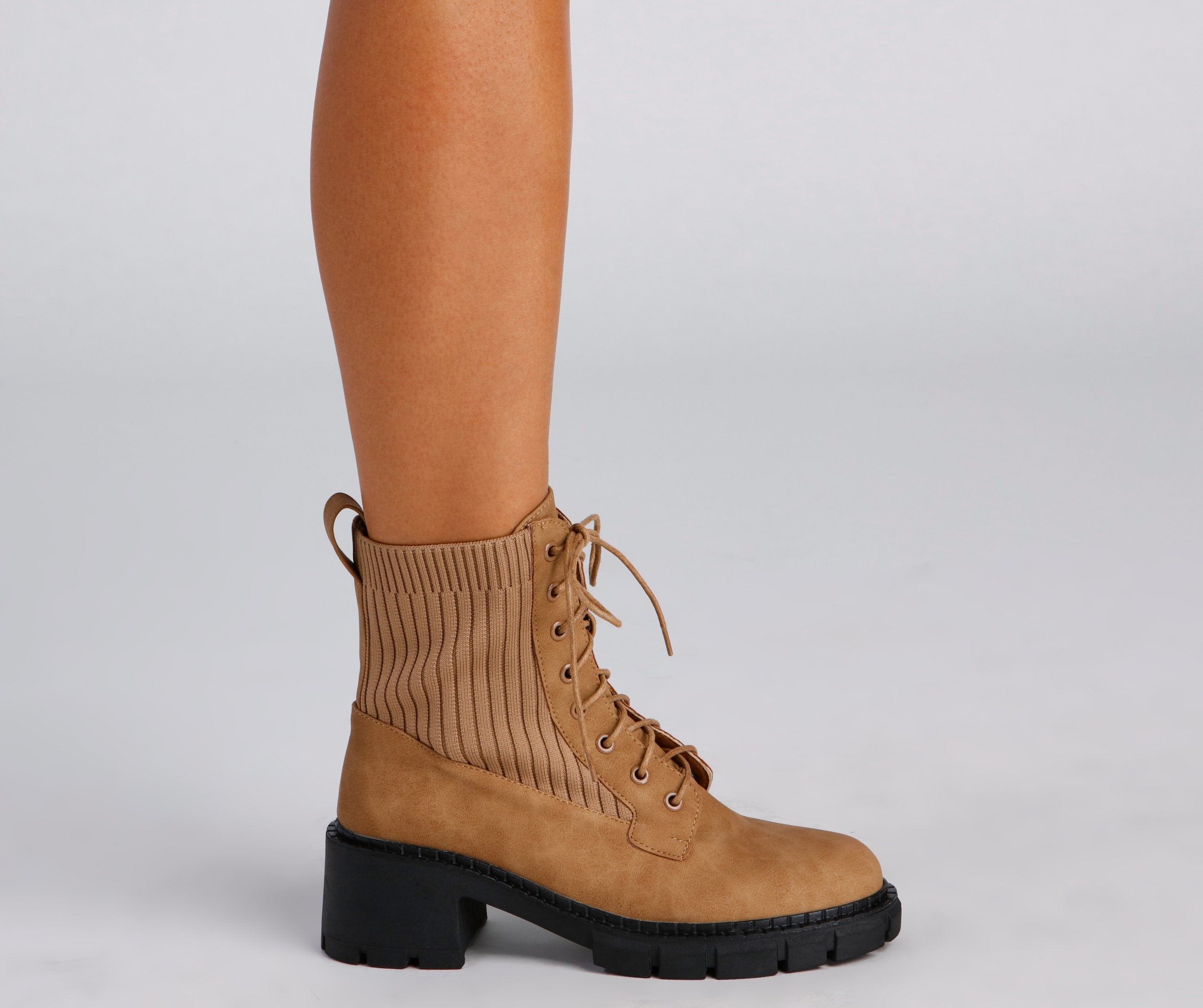 Trendy Status Knit Detail Boots - Lady Occasions