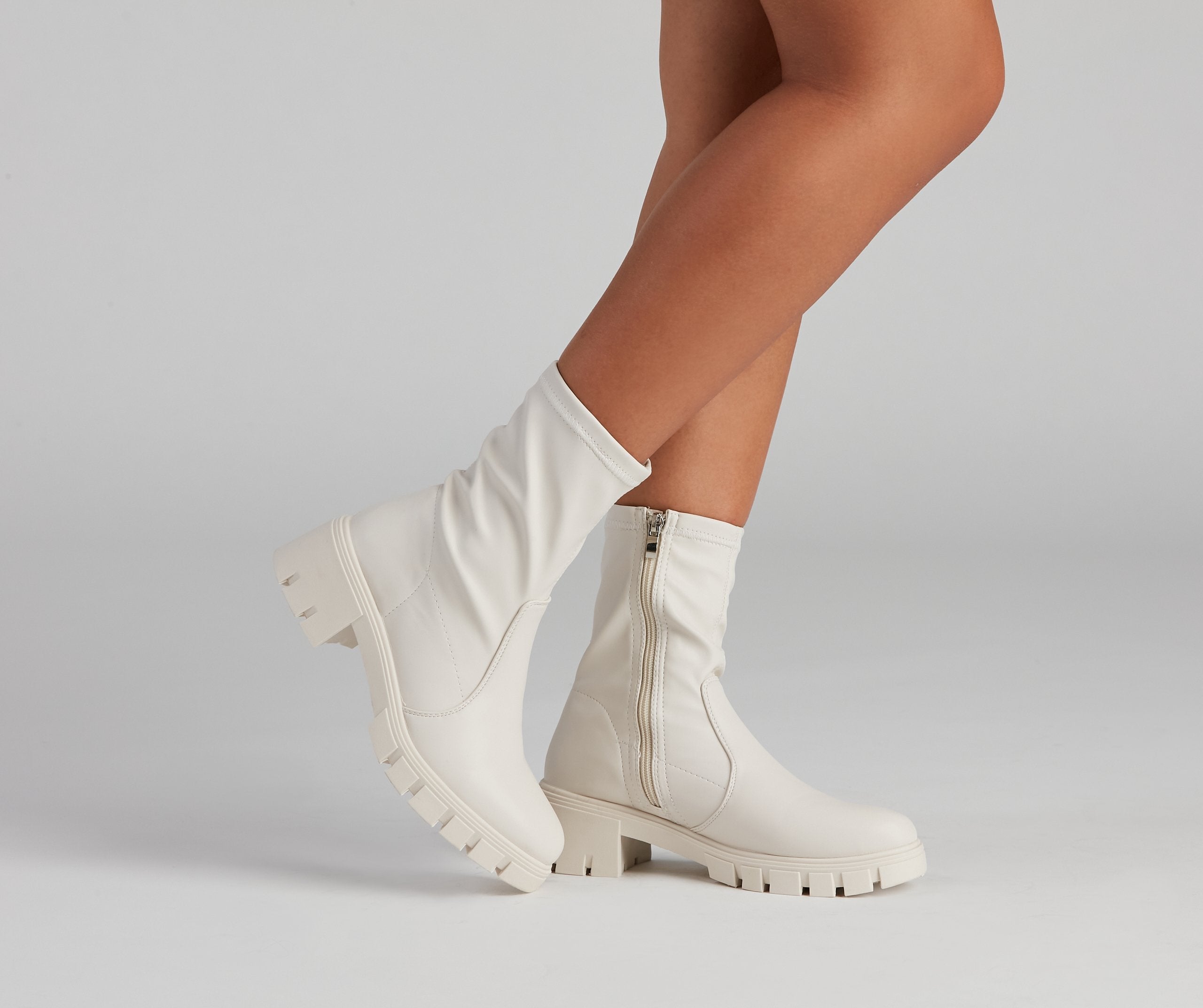 Edgy Kicks Fitted Lug Booties - Lady Occasions