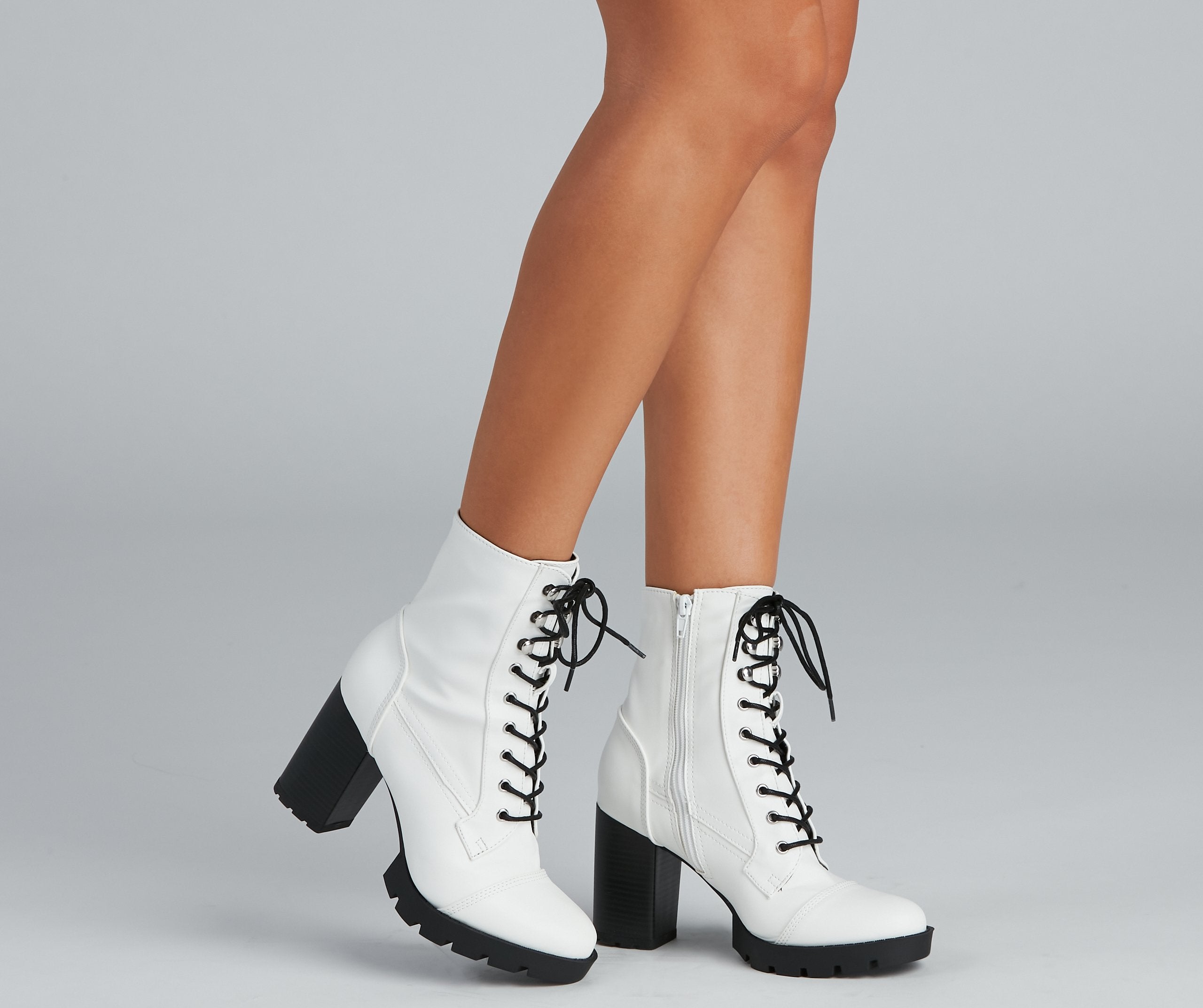 Wild Side Faux Leather Lug Boots - Lady Occasions