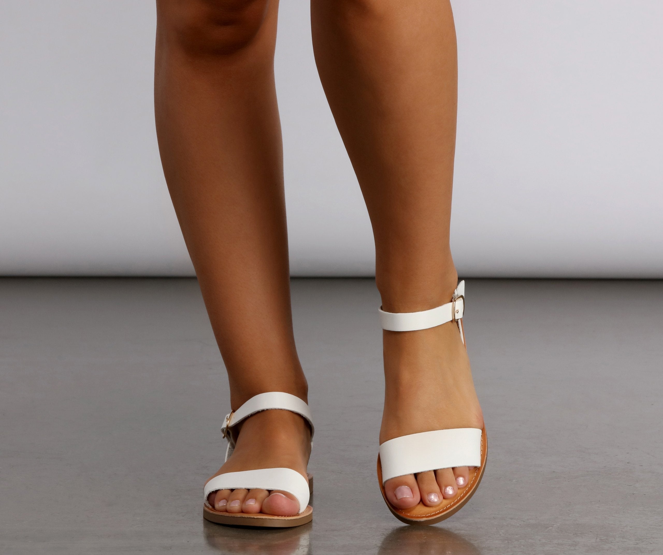 Perfectly Simple Faux Leather Sandals - Lady Occasions