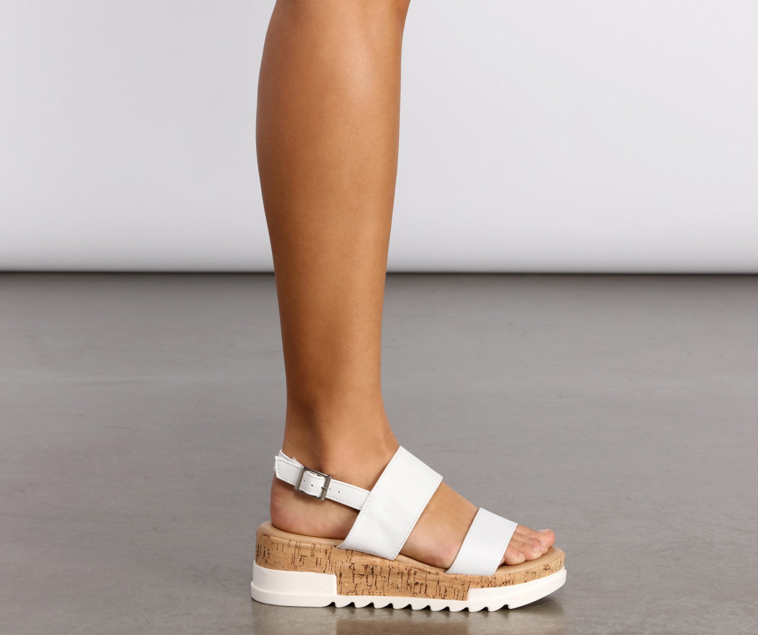 Just In Time Faux Leather Platform Sandals - Lady Occasions