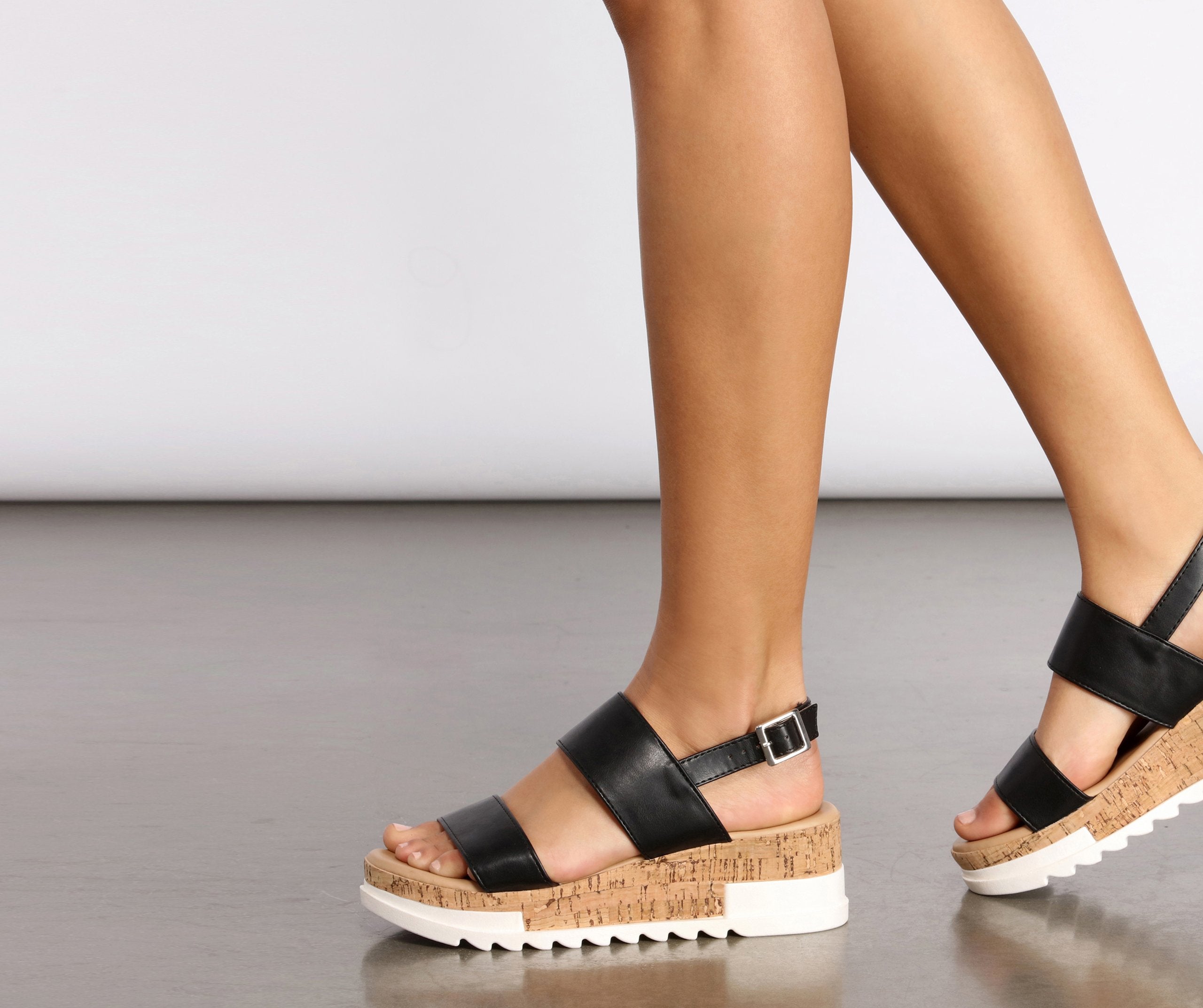 Just In Time Faux Leather Platform Sandals - Lady Occasions