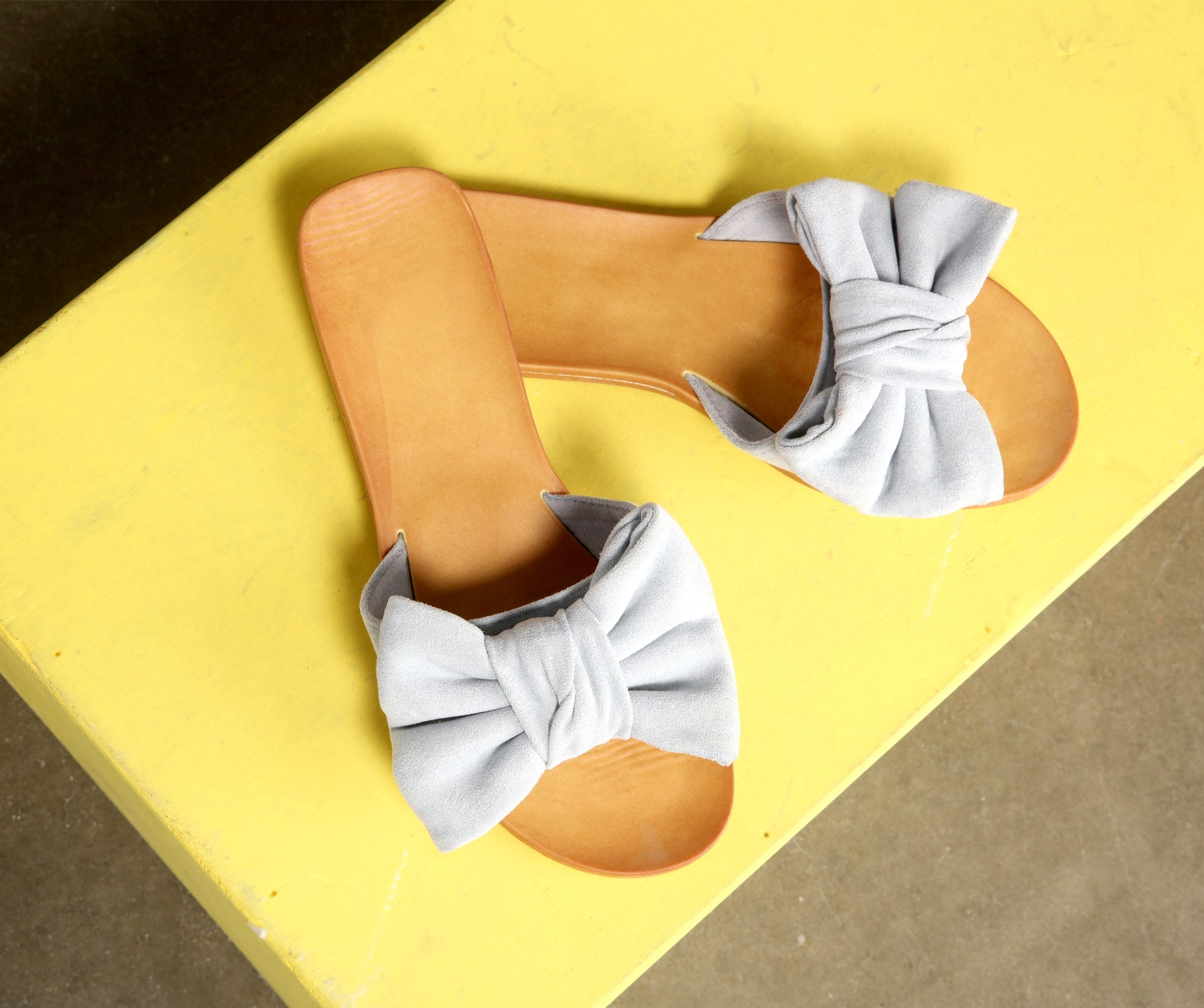 Sealed And Chic Faux Suede Bow Sandals - Lady Occasions