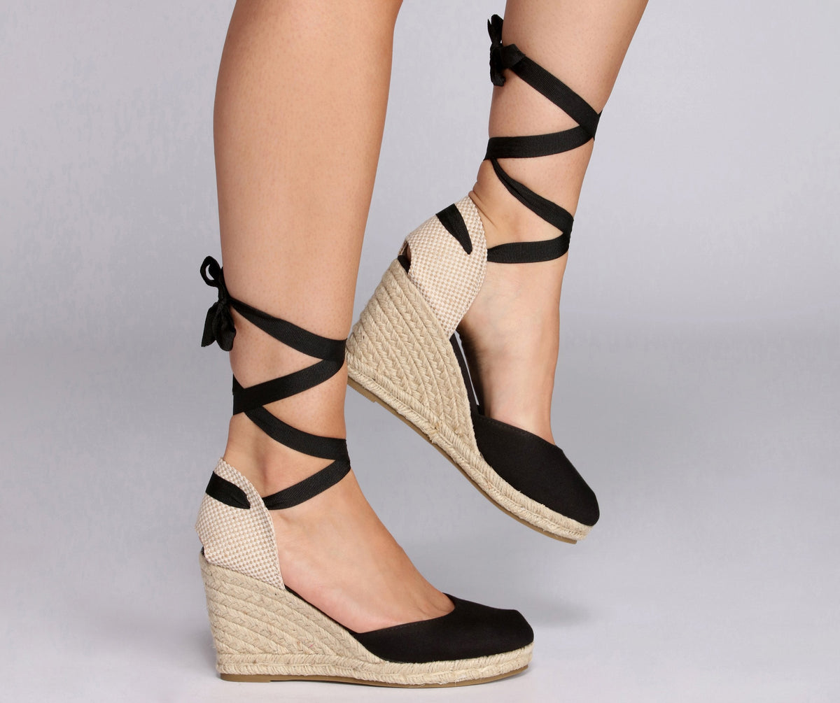 Lovely Lace Up Espadrilles - Lady Occasions