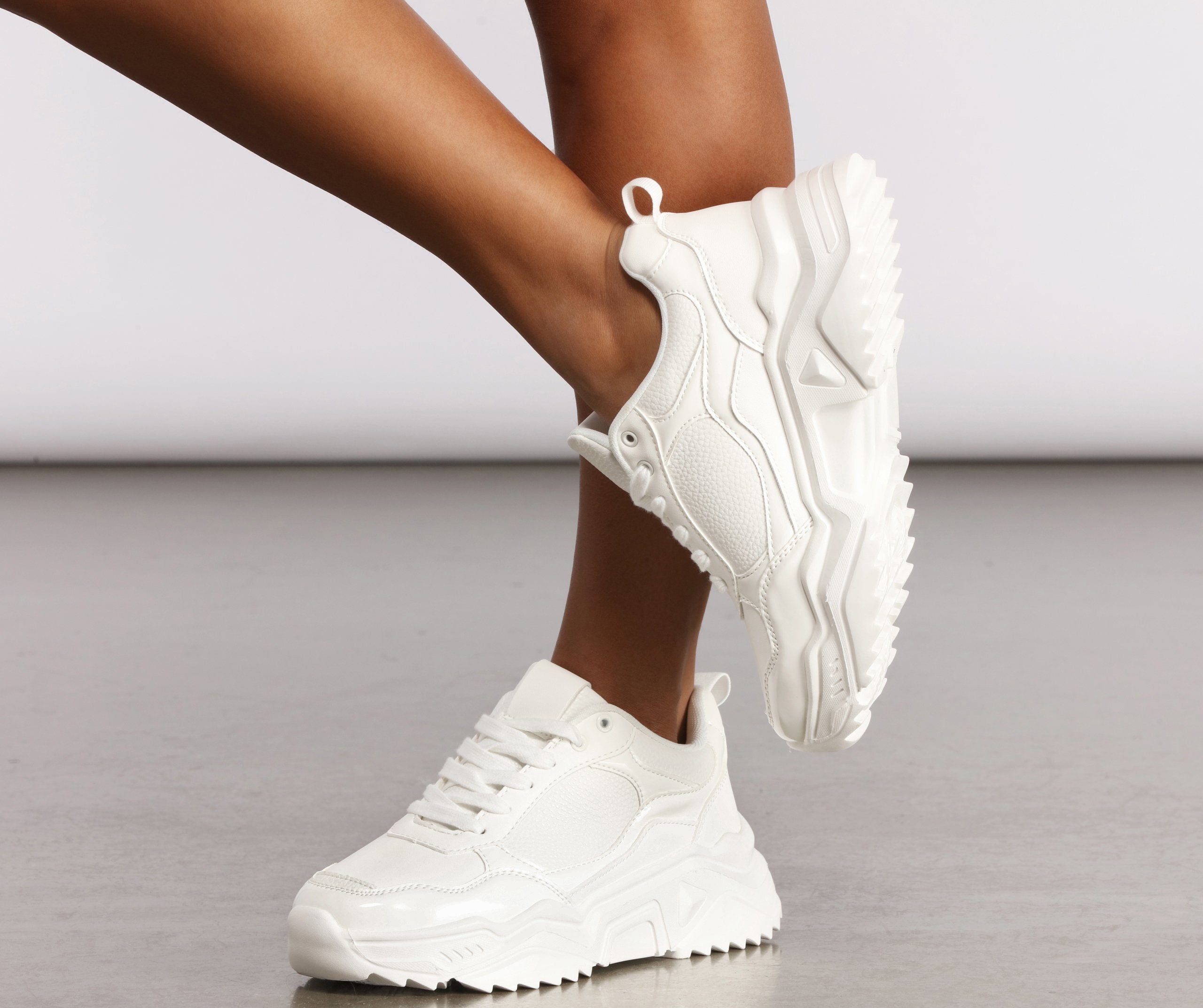 Chunky Lace Up Sporty Sneakers - Lady Occasions