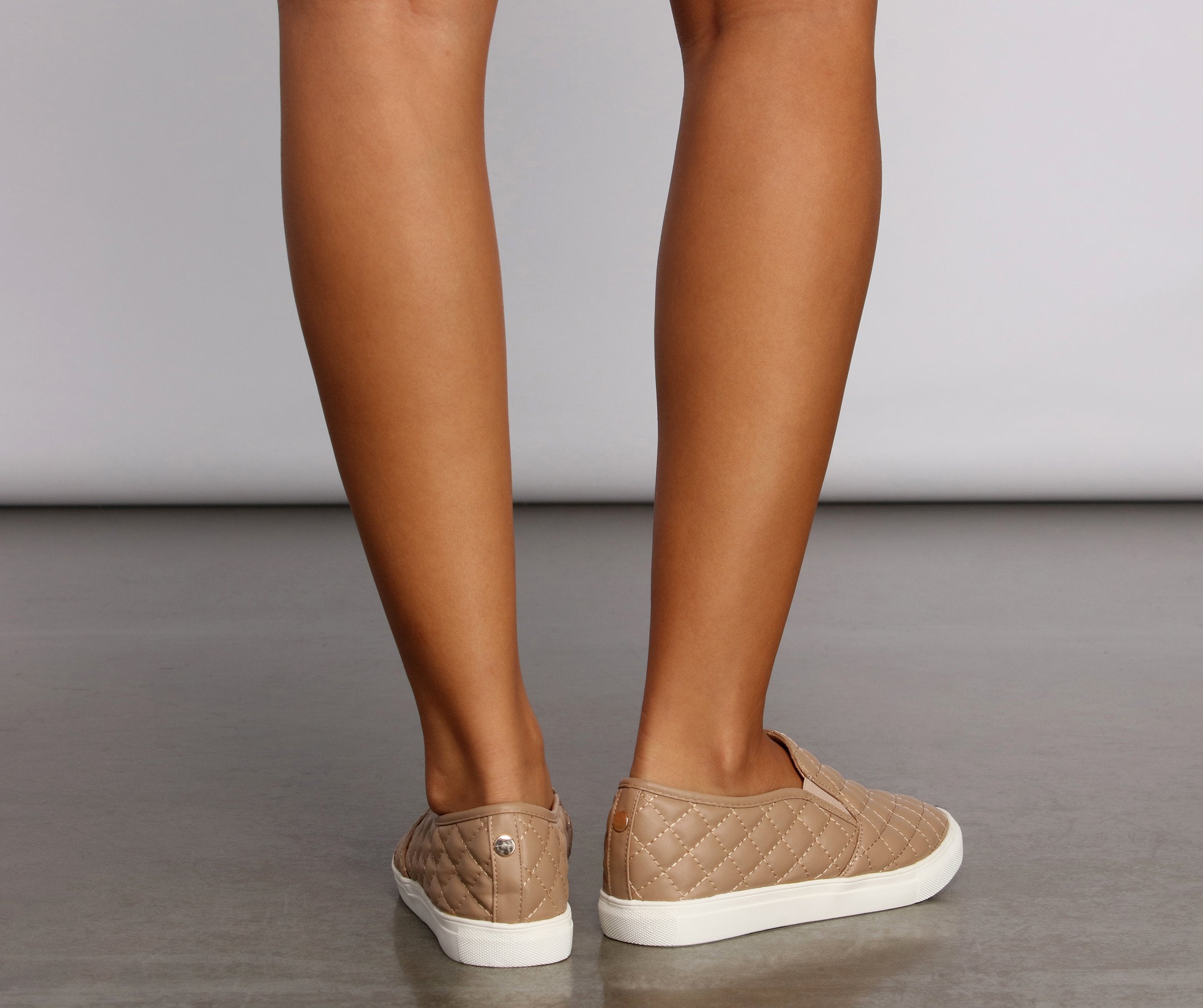 Casual Chic Quilted Faux Leather Sneakers - Lady Occasions