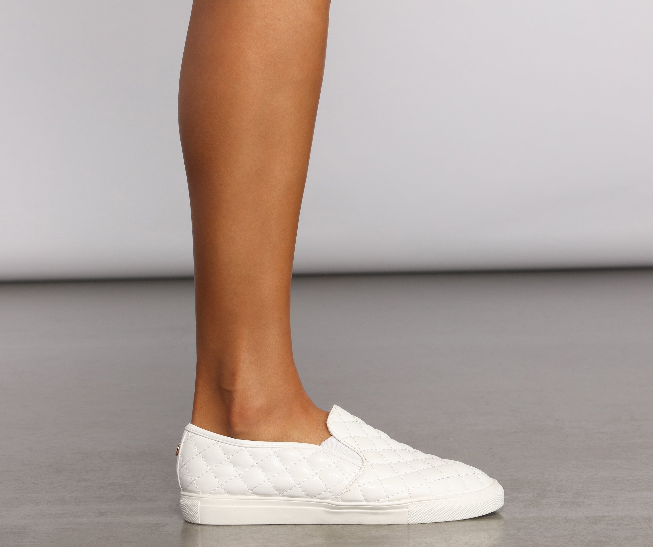 Casual Chic Quilted Faux Leather Sneakers - Lady Occasions