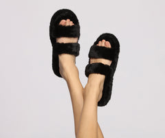 Fashionable Fuzzy Banded Slippers - Lady Occasions