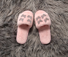 Faux Fur Embroidered Butterfly Slippers - Lady Occasions