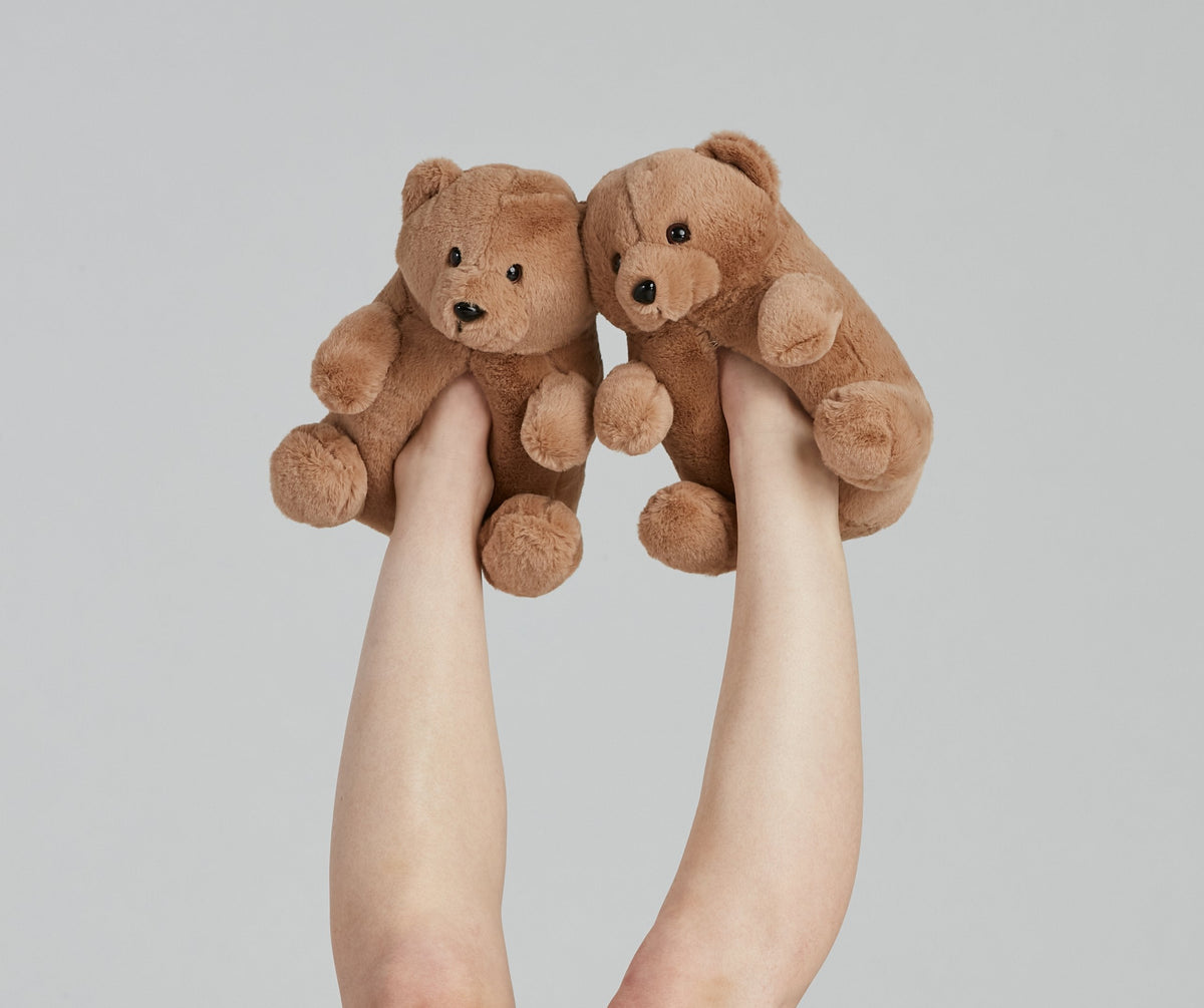 Adorable Teddy Bear Plush Slippers - Lady Occasions