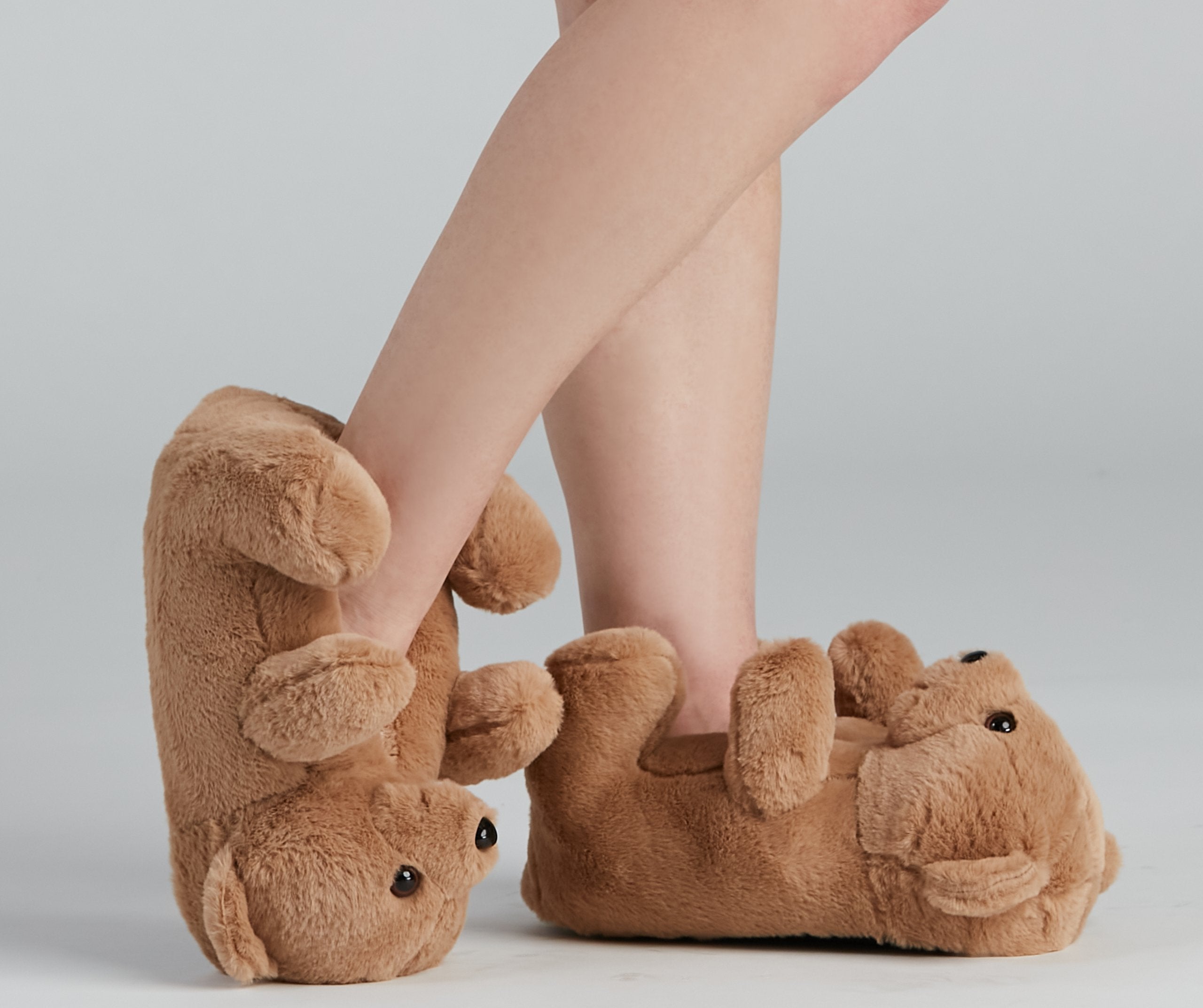 Adorable Teddy Bear Plush Slippers - Lady Occasions